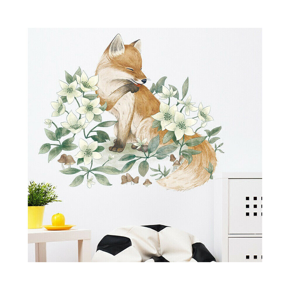 (Fox) Nordic wall sticker deer rabbit fox garland sticker living room painting sti HN