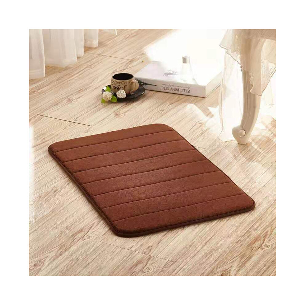 (Brown) Luxury Coral Fleece Bath Mat - Non-Slip, Water-Absorbent, Memory Foam, Washable Toilet Floor Rug