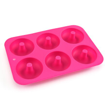 (Rose) 6 Company Donut Molds Silicone Baking Pan Cake Non-Stick Baking Donut Maker