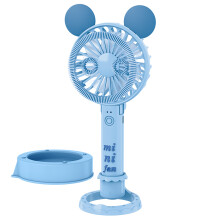 (blue) Handheld Electric Mini Fan with Night Light Bubble Blower Wand Machine Blower
