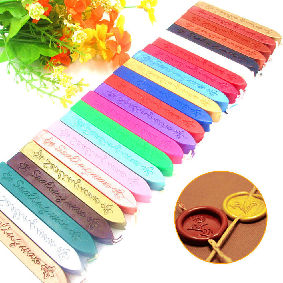 (Silver) Retro Sealing Wax Sticks With Wicks Antique Letter Totem Fire Manuscript Seal Wax 115295343388