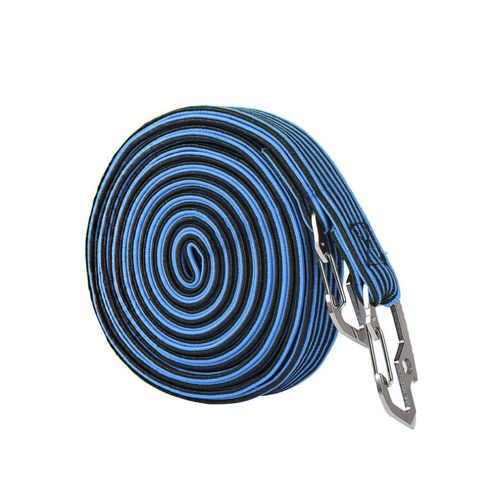 (Blue) 4M Durable Bungee Cord Elastic Luggage Straps Rope Hooks Stretch Ties Car Bike Blue 320997842392