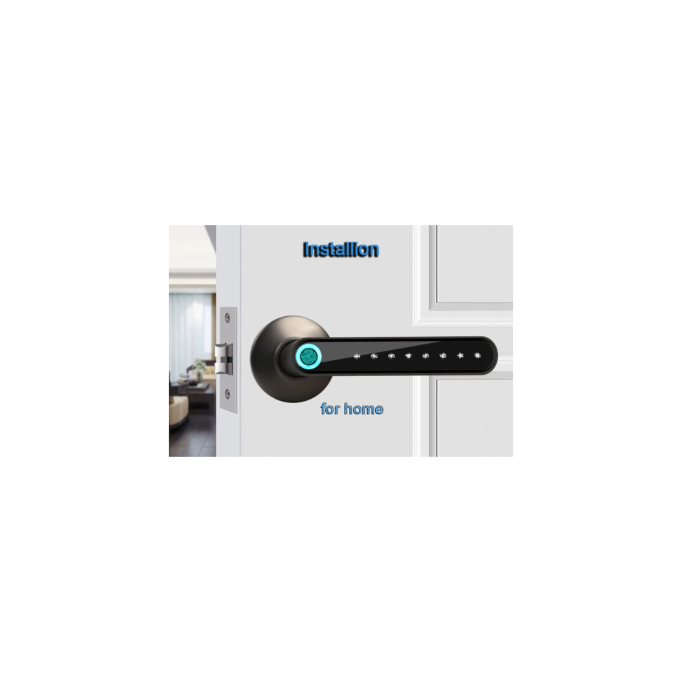 (Black) Fingerprint Smart Door Lock Security Electronic Bluetooth Password Handle Lock Black 320997829270