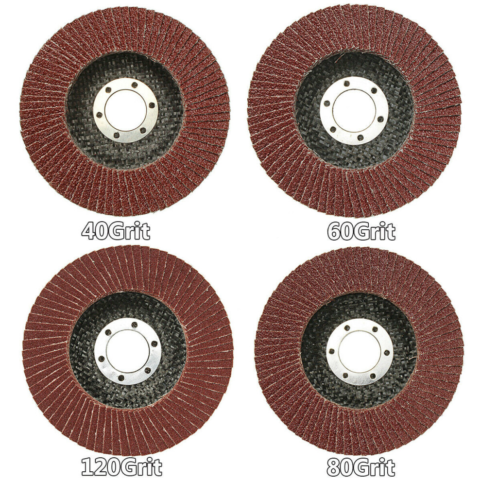 (120#) 5Pcs 115Mm/4.5" Flap Wheel Grinding Sanding Discs 40/60/80/120 Mix Grit Angle 320997835226