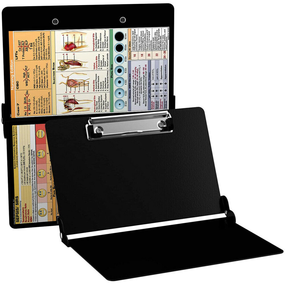 (Black) Clipboard Nursing Edition Folding Nursing Clipboard A4 File Organizer Stationery Black