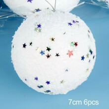 (7CM) Glitter Star Sequins White Snowball Decorative Ball Hanging Xmas Tree Ball Bauble Ornament Christmas Decorations