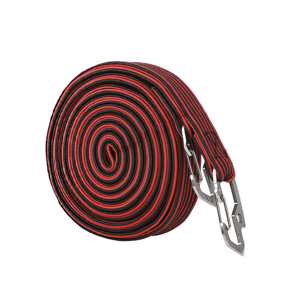 (Red) 4M Durable Bungee Cord Elastic Luggage Straps Rope Hooks Stretch Ties Car Bike Red 320997842408