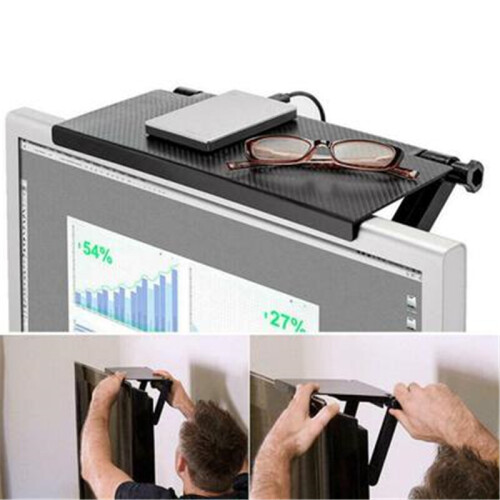 Adjustable TV Computer Screen Top Shelf Desktop Storage Rack Black Oraginal