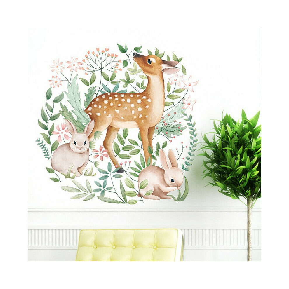 (Deer) Nordic wall sticker deer rabbit fox garland sticker living room painting sti HN