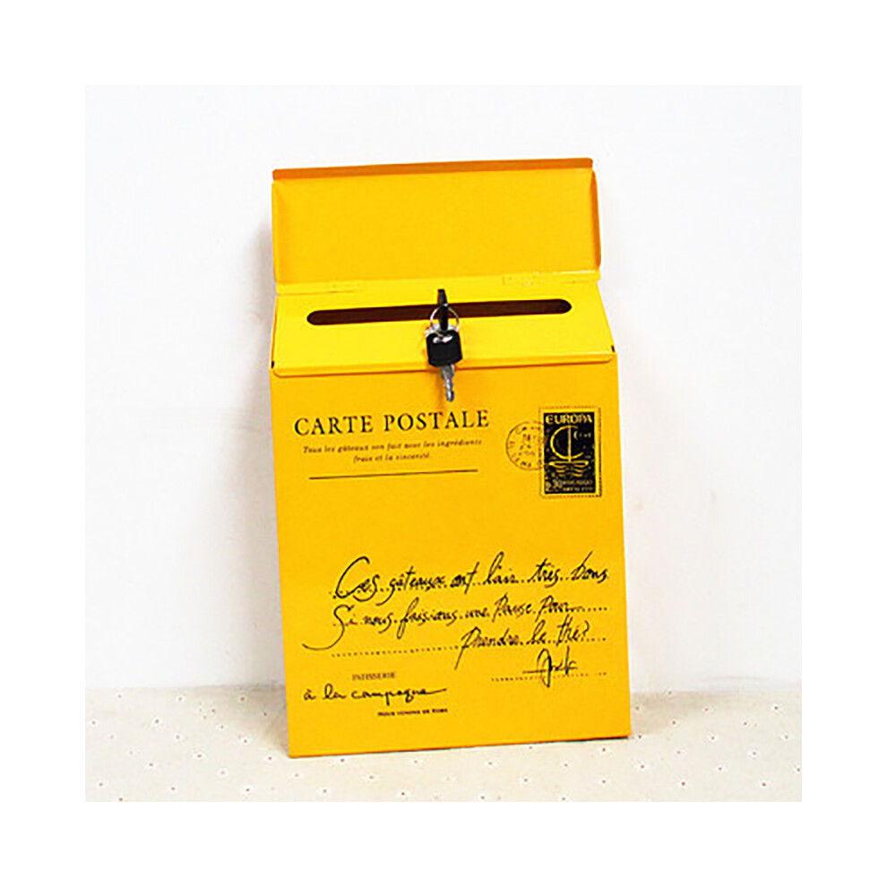 (Yellow) Vintage Retro Wall Mounted Mailbox Mail Postal Letter Newspaper Box Waterproof 110691817754