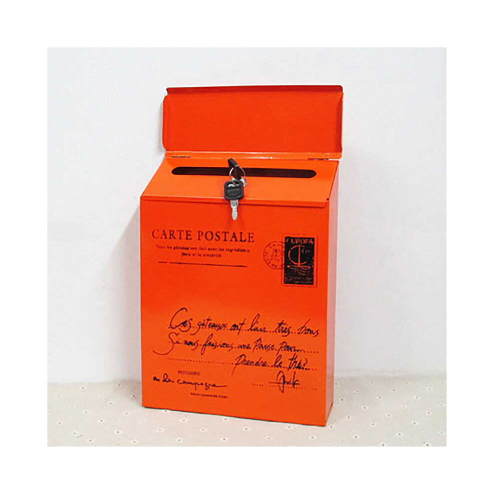 (Orange) Vintage Retro Wall Mounted Mailbox Mail Postal Letter Newspaper Box Waterproof 110691817761