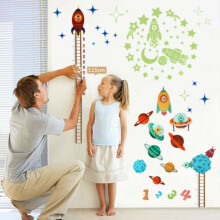 Removable Rocket Height Chart Measure Wall Sticker Decal for Kid Baby Room Decor