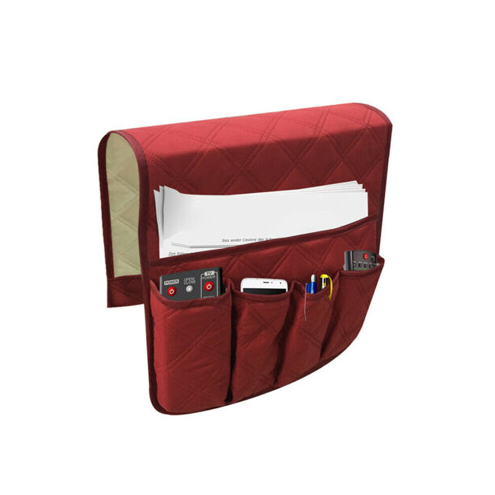 (Wine ) Sofa Armrest Bedside Storage Bag Hanging Tv Remote Control Mobile Phone Organizer Red 320997839842