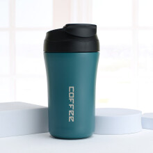 (green) 400ml Double Stainless Steel Coffee Thermos Mug With Straw Multifunctional Car Vacuum Flask Portable Travel Insulated Cup