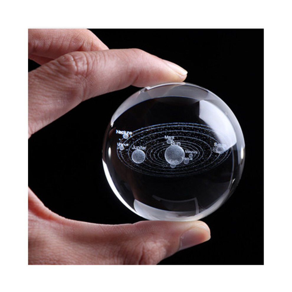 (Crystal Ball) 3D Solar System Crystal Ball Planets Glass Sphere Engraved Globe Miniature 320997840060