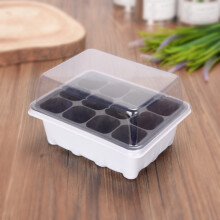 (white) 12-Hole Plug Seedling Tray Large Insulation Nursery Pot Box with Lid Three-Piece Set