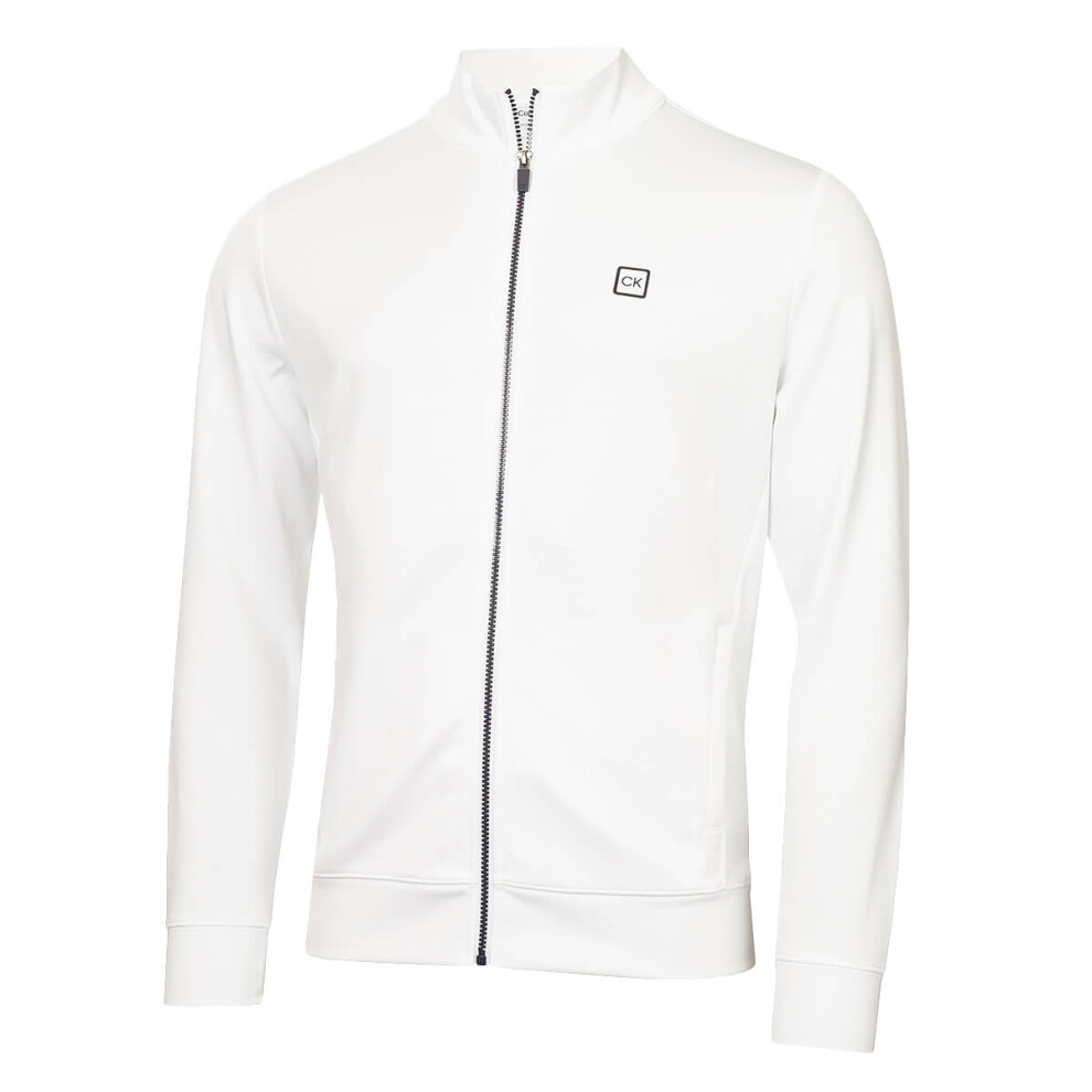 Calvin Klein (M, White) Mens Concord Full Zip Stretch Soft Wicking Golf Sweater