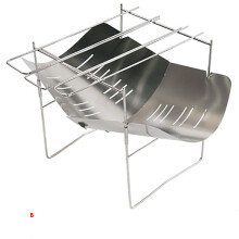 (B) Mini Stainless Steel Barbecue Grill BBQ Stove Charcoal Folding Portable Outdoor