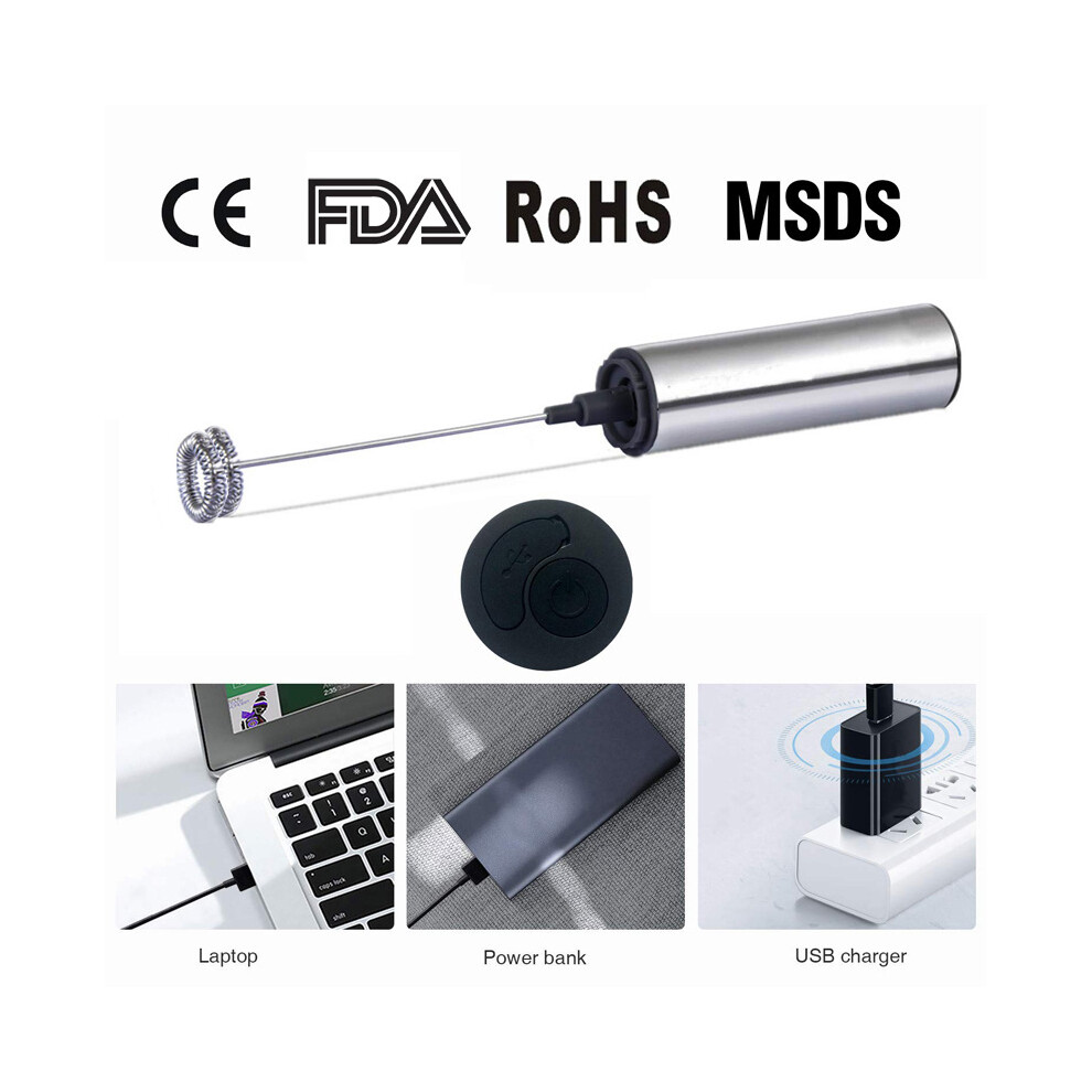 Portable Milk Frother Electric Egg Beater Usb Rechargeable Coffee Drink Mixer 320997854395