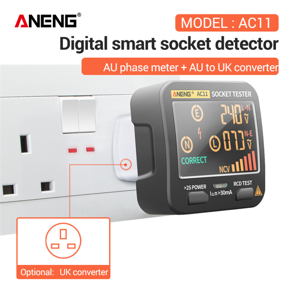 (Uk) Aneng Ac11 Digital Smart Socket Tester Voltage Detector Us/Uk/Eu/Au Plug 320997836476