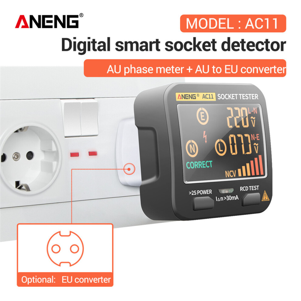 (Eu) Aneng Ac11 Digital Smart Socket Tester Voltage Detector Us/Uk/Eu/Au Plug 320997836452