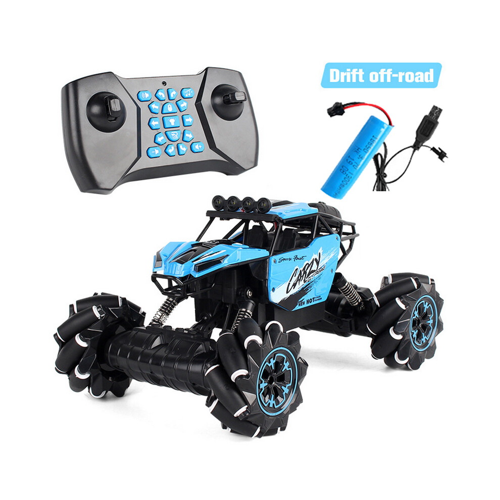 (Blue) 1/16 Rc Car 2.4G 4Wd Off-Road Music Programmable Remote Control Stunt Drift Climbing Buggy Kids Toy Gift Blue 110691461476