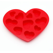 (Red Chocolate Mould) New chocolate mold baking silicone heart shaped chocolate English creative DIY baking molds