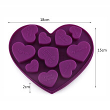 (Purple Chocolate Mould) New chocolate mold baking silicone heart shaped chocolate English creative DIY baking molds