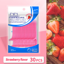 (Strawberry) 30Pcs Fruit Flavored Floss Dental Floss Tooth Picks Plastic Oral Teeth Floss