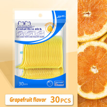 (GrapeFruit) 30Pcs Fruit Flavored Floss Dental Floss Tooth Picks Plastic Oral Teeth Floss