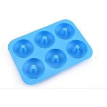 (Blue) 6 even donut mills silicone cake molds chocolate cake dessert Diy baking tools silicone donut molds