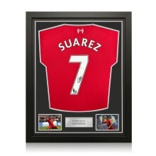 Luis Suarez Signed Liverpool 2025-26 Football Shirt. Standard Frame