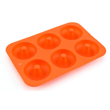 (Orange) 6 Company Donut Molds Silicone Baking Pan Cake Non-Stick Baking Donut Maker
