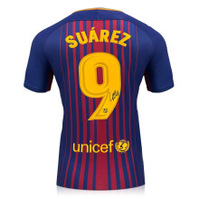 Luis Suarez Signed Original Barcelona 2017-18 Home Football Shirt (Original Print)