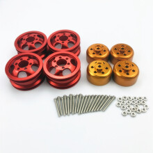(Red wheel + gold adapter) Metal Upgraded Car Wheel Hub For 1/16 WPL B14 B16 B24 C14 C24 B16 B36 JJRC MN RC Model Vehicle