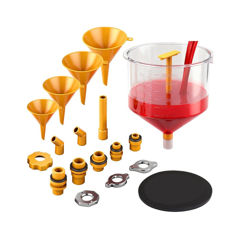 19-Piece No Spill Coolant Funnel Kit, Spill-Proof Radiator Bleeder Filling Set With Adapters For Universal Vehicle Use 6033321317568