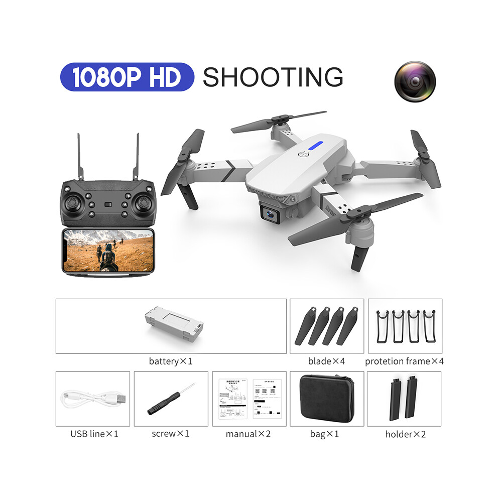 ( Single Lens 1080P) Folding Quadcopter E525 Drone Aerial Camera 4K Hd Mini Remote Control Aircraft Toy Gray 110691454973