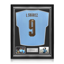 Luis Suarez Signed Uruguay 2024-25 Football Shirt. Superior Frame