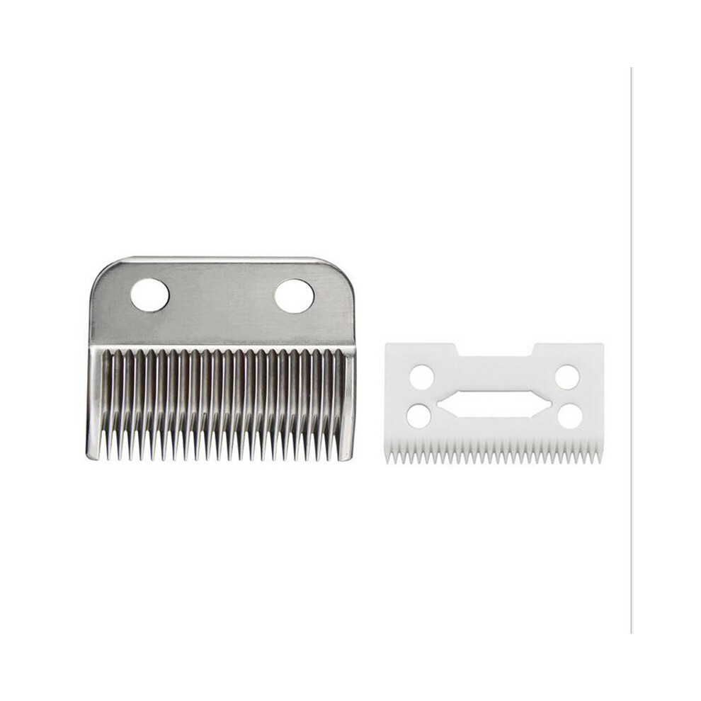 (Silver+Ceramics) Ceramic Cutter Head Metal Bottom Clipper Blade Replacement For Wahl 8504 Shear Part