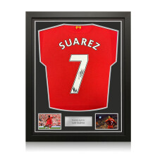 Luis Suarez Signed Original Liverpool 2012-13 Football Shirt. Standard Frame