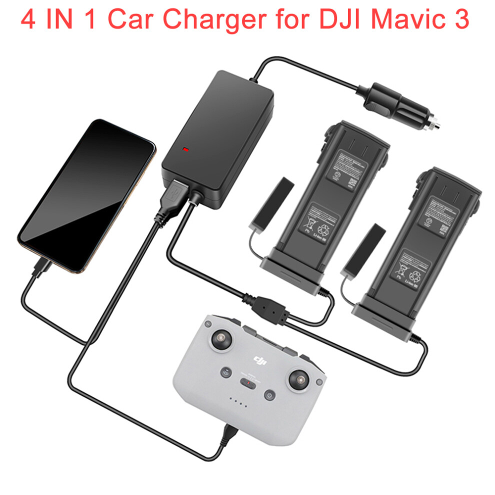 Mavic 3 Battery Charging 4 In 1 Car Charger For Dji Mavic 3 Drone Remote Control 110691473158