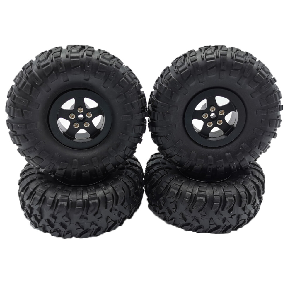 (Black) Metal Upgraded Rc Car Wheel Hub With Rubber Tires For Wpl B14 B24 Mn D90 91 96 99 99S Black 110691460578