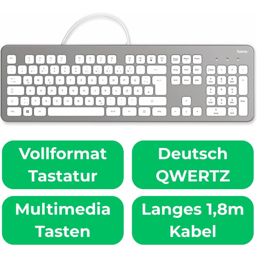 Hama Design Tastatur KC-700 Silber/Weiß DE-Layout 1
