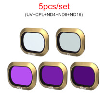 (5pcs/set (UV+CPL+ND4+ND8+ND16)) Camera Lens ND-PL, UV, CPL, ND4/8/16/32/64 Filter Kit for DJI Mavic 2 Pro Drone