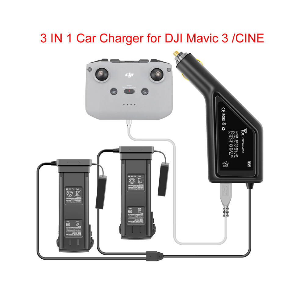 Mavic 3 Car Charger Dual Battery W/ Usb Port Charging Hub For Dji Mavic 3 Drone 110691473004