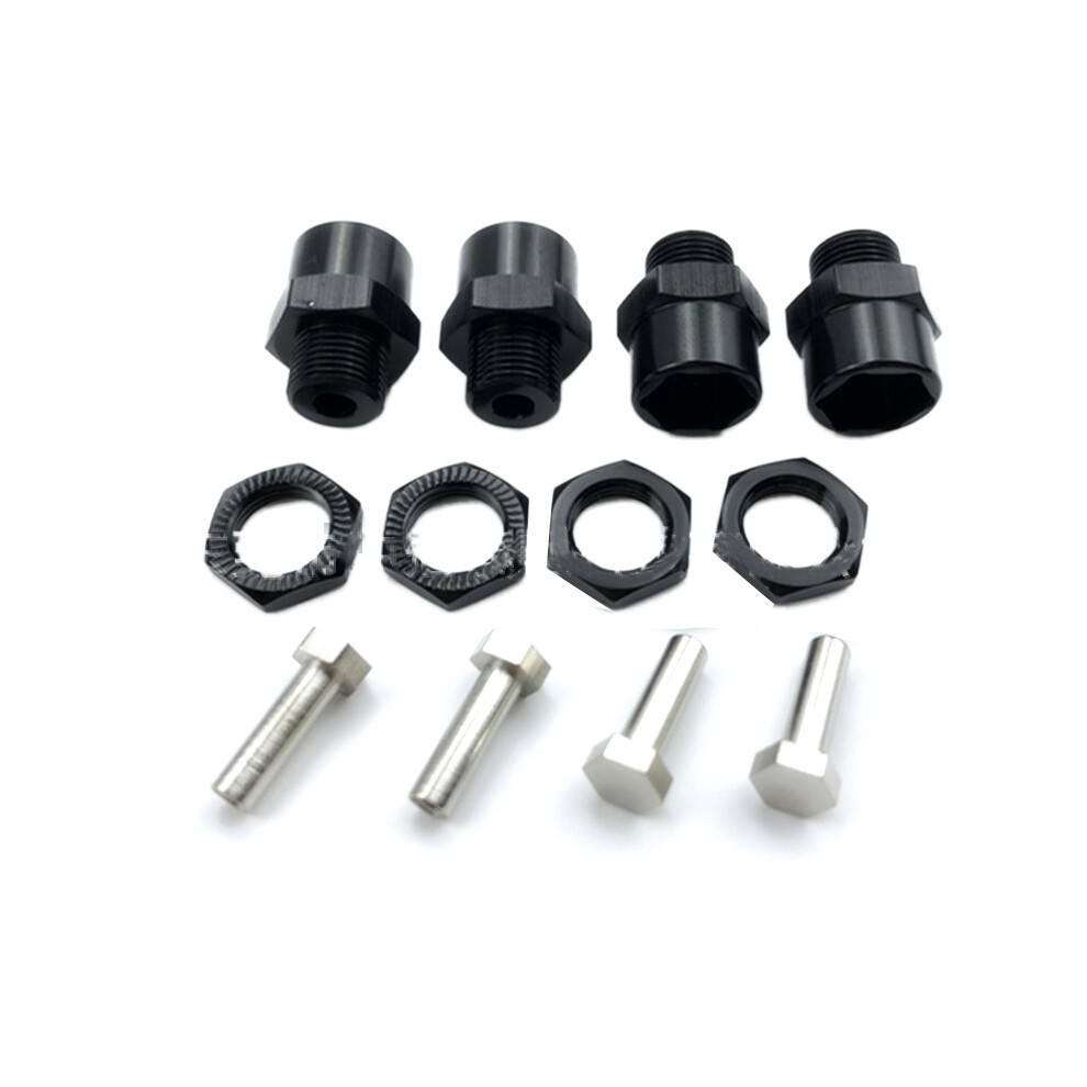 (Black) 4Pcs Aluminum Alloy Wheel Hex Hub Adapter 12Mm To 17Mm Conversion For 1/10 Rc Car Black 110691460653