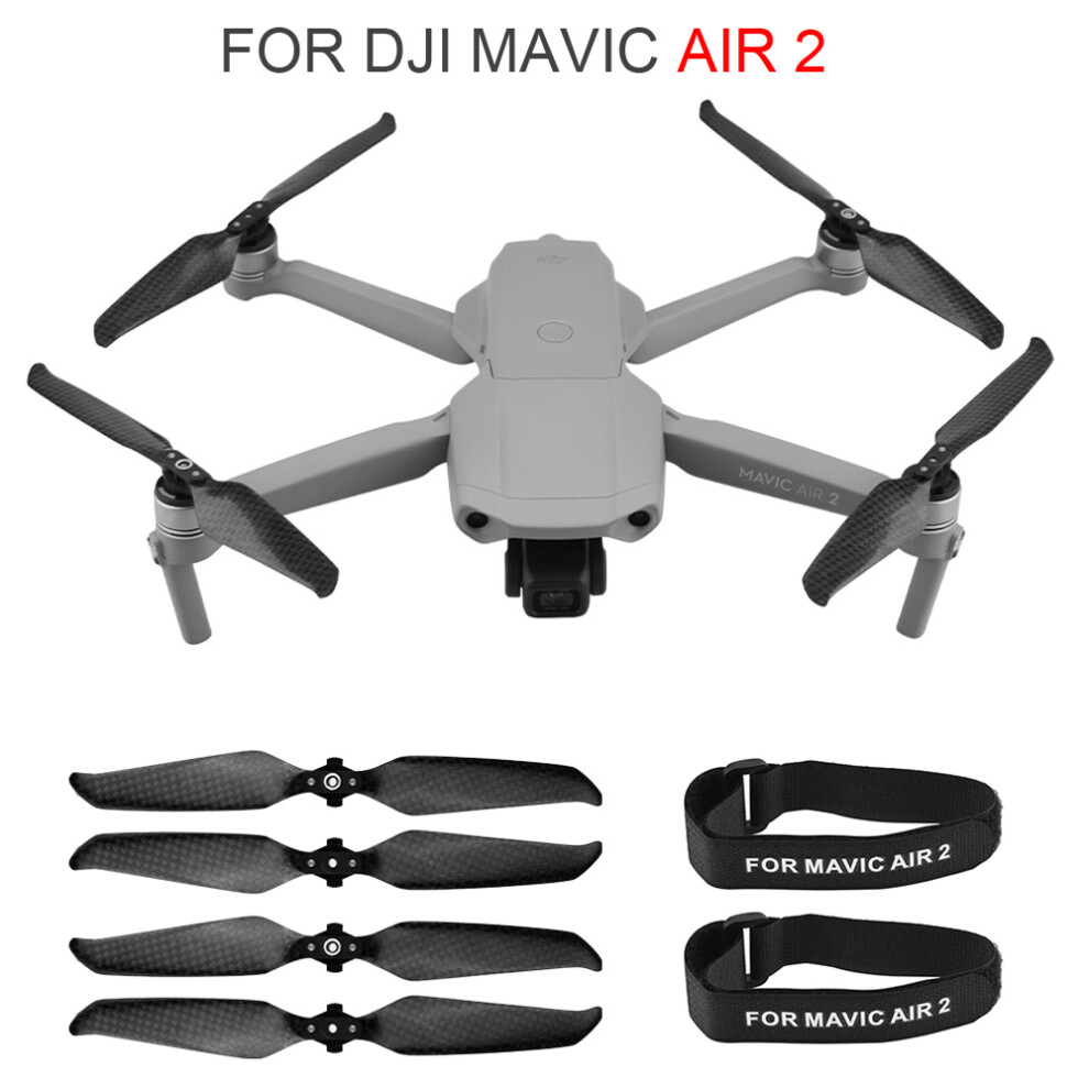 (4Pcs Carbon Fiber Propeller) 4Pcs 7238F Carbon Fiber Propellers Low Noise W/ Strap For Dji Mavic Air 2 Drone 110691464354