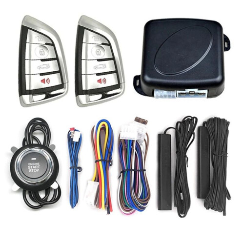 4X Car Engine One-Key Start-Stop Button System PKE Keyless Entry System Anti-Theft Alarm Remote Start Ignition System 2