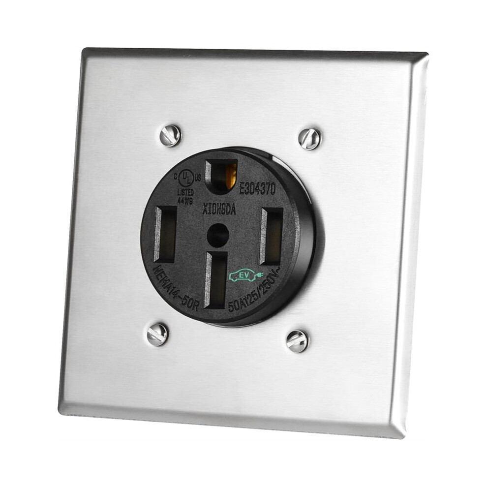 Photos - Other Electrical Equipment 50Amp NEMA 14-50R EV Charging Receptacle with Stainless Steel Wall Plate,125/250V 3-Pole 4-Wire Grounding for EV,RVS