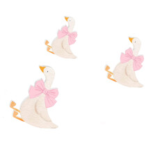 3Pcs Wooden Easter Geese Figures Decoration for Christmas-Pink